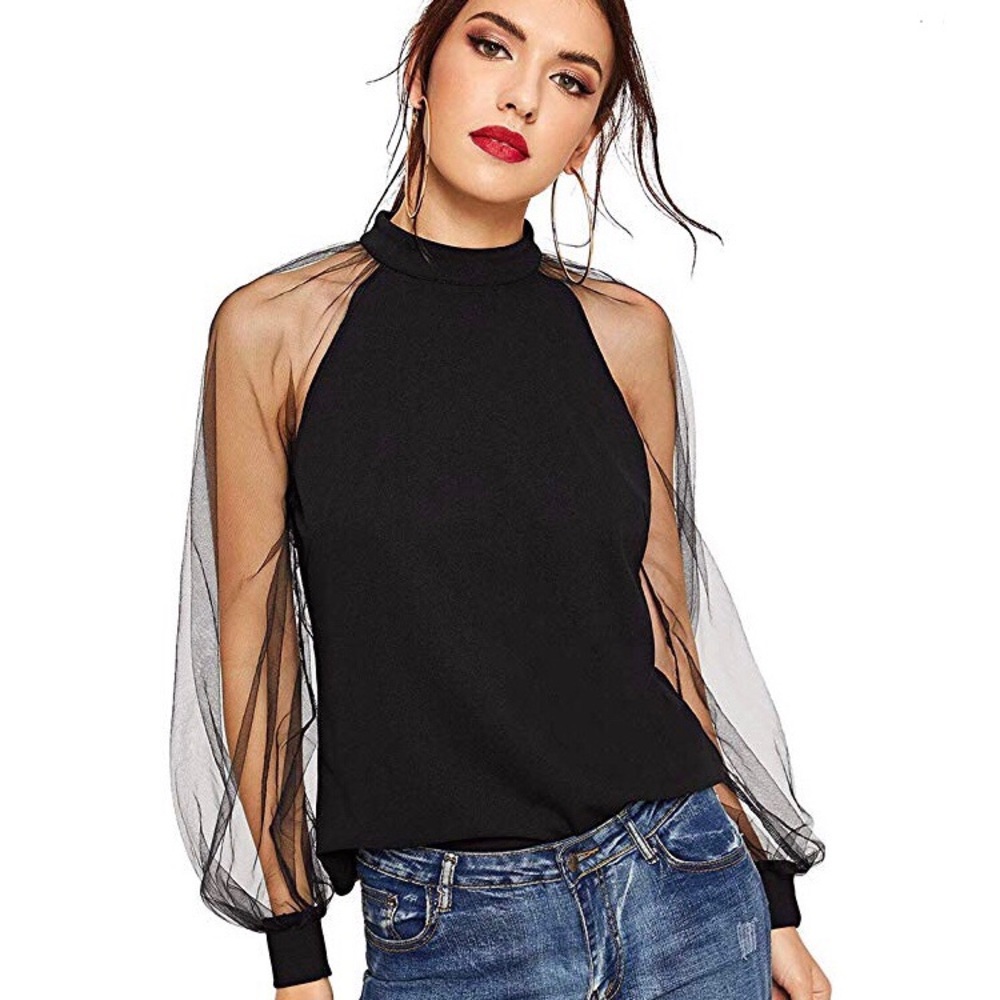 ♠️Women’s sheer long sleeve blouse